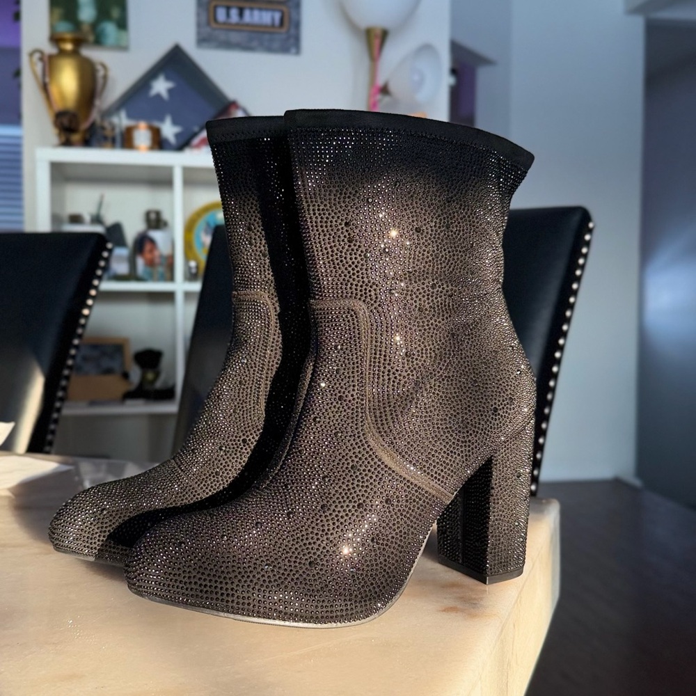 Torrid Elegant Black Rhinestone Ankle Boots